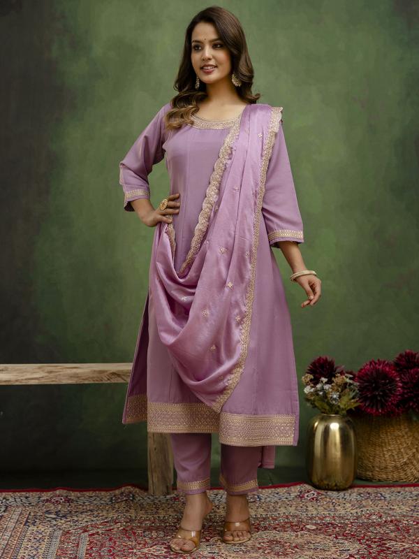VP 9712 L Stylish Anarkali Kurta Set Ready to Wear Soft Silk Fabric with Embroidered Dupatta Tailored Fit